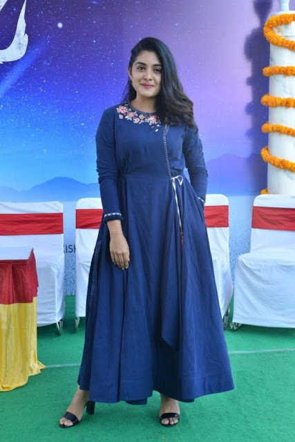 Nivetha Thomas Stills In Blue Dress At Tamil Movie Opening 14